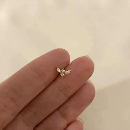 1PC Smooth Love Mini Exquisite Puncture Ear Bone Nail for Women Ins 925 Sterling Silver Geometric Zircon Stud Earring New