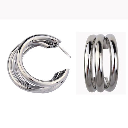 4 Pcs Stainless Steel Earrings for Women Gold Plated Claw Studs European Trend Ins Style Simple Stud Earring Irregular Jewelry